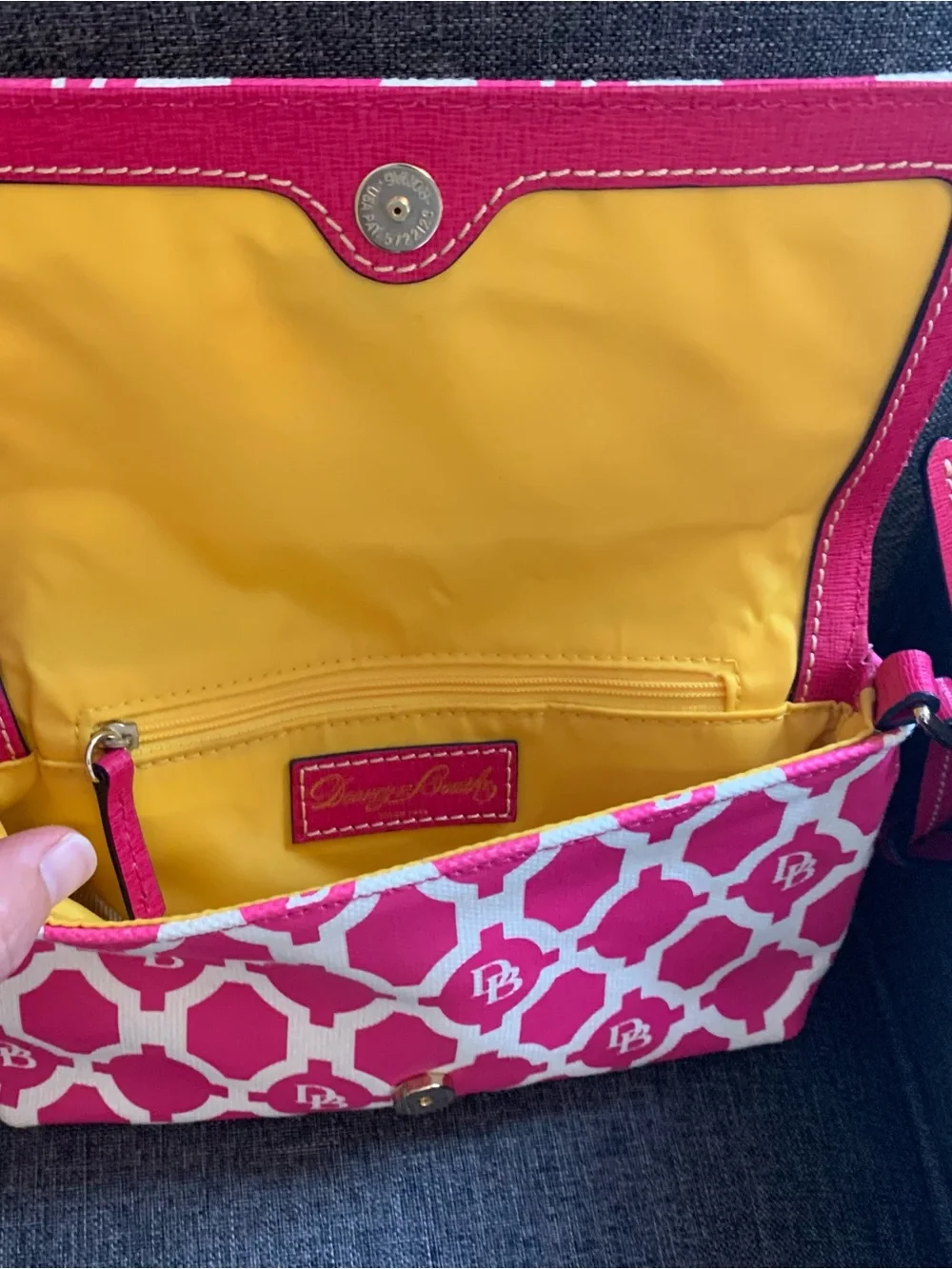 Dooney & Bourke Hot Pink and Cream Geometric Crossbody